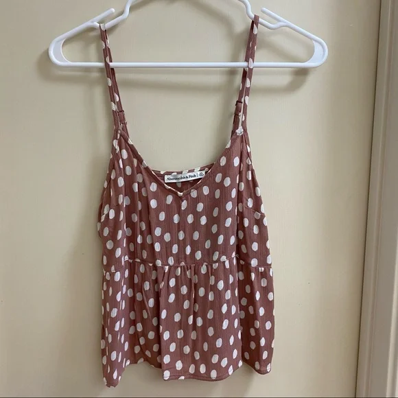 Abercrombie fitch nwt pink polka dot peplum babydoll tank XS - Picture 1 of 6